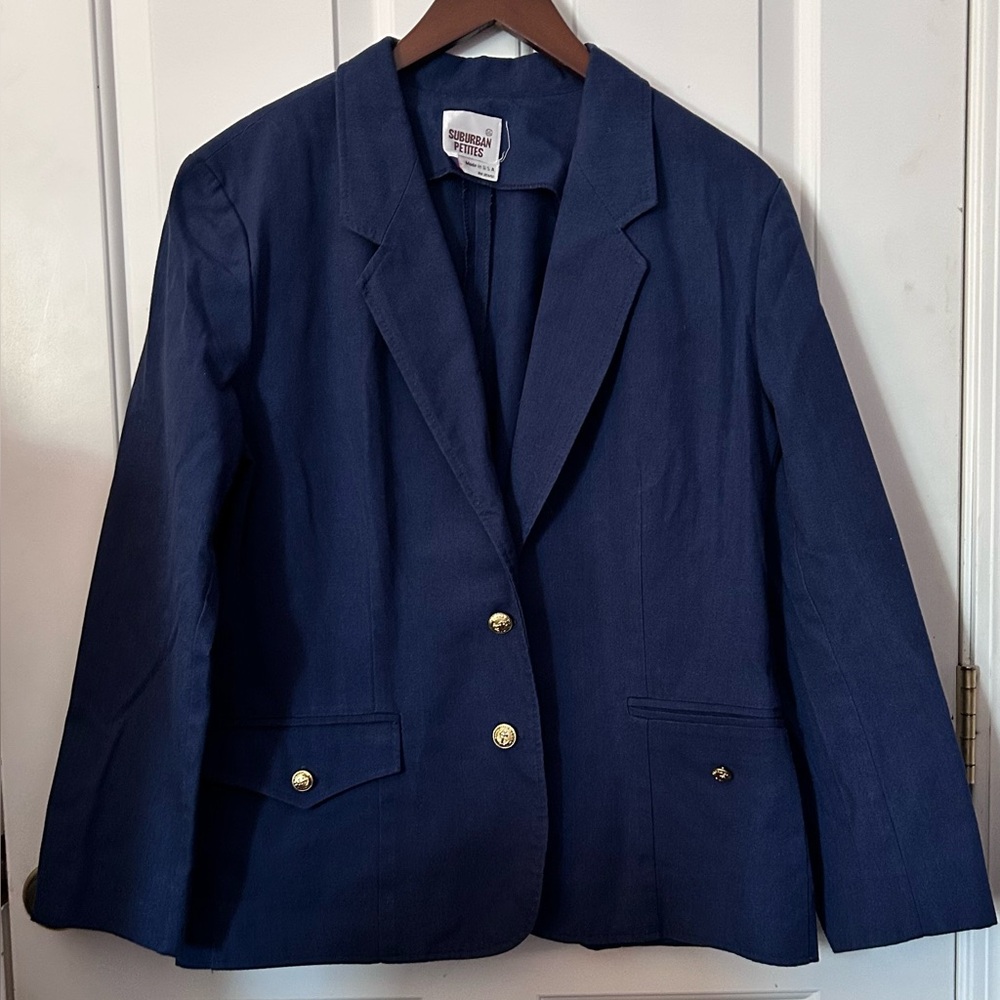 Vintage Navy Blue Blazer By Suburban Petites